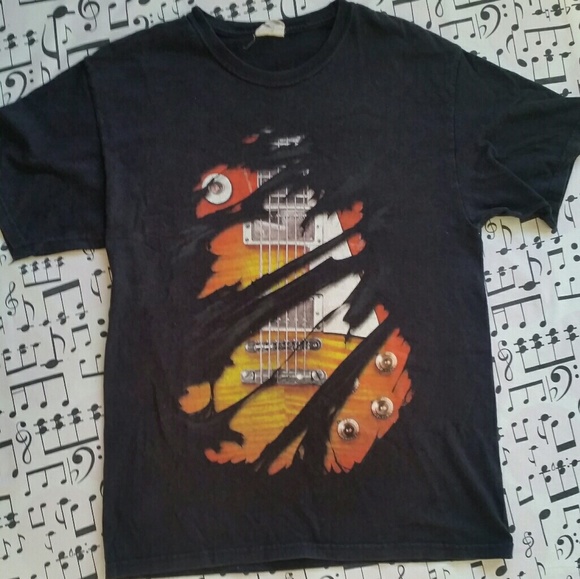 Other - Shredded Guitar Black Tshirt