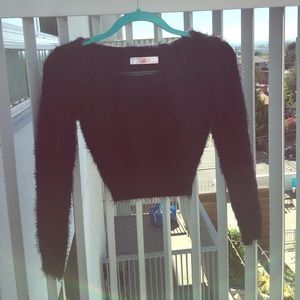 Fuzzy black crop top