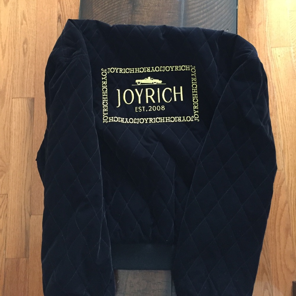 Joy rich classic embroidered stamp bomber jacket