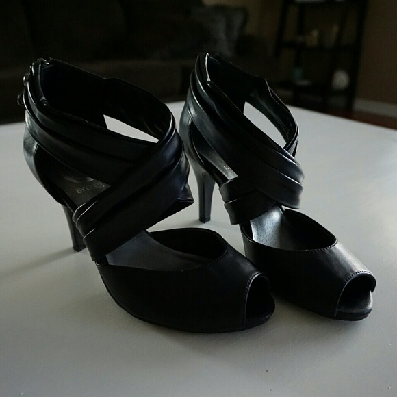 G by Guess Shoes - G BY GUESS BLACK WRAP AROUND PEEP TOE HEELS