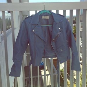 Blue leather jacket