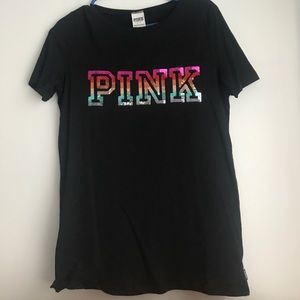 Black T shirt with rainbow🌈 sequins