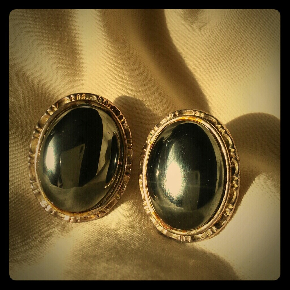 Victorian black and silver antique earrings.