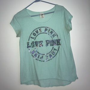 Teal PINK T-shirt w sequins