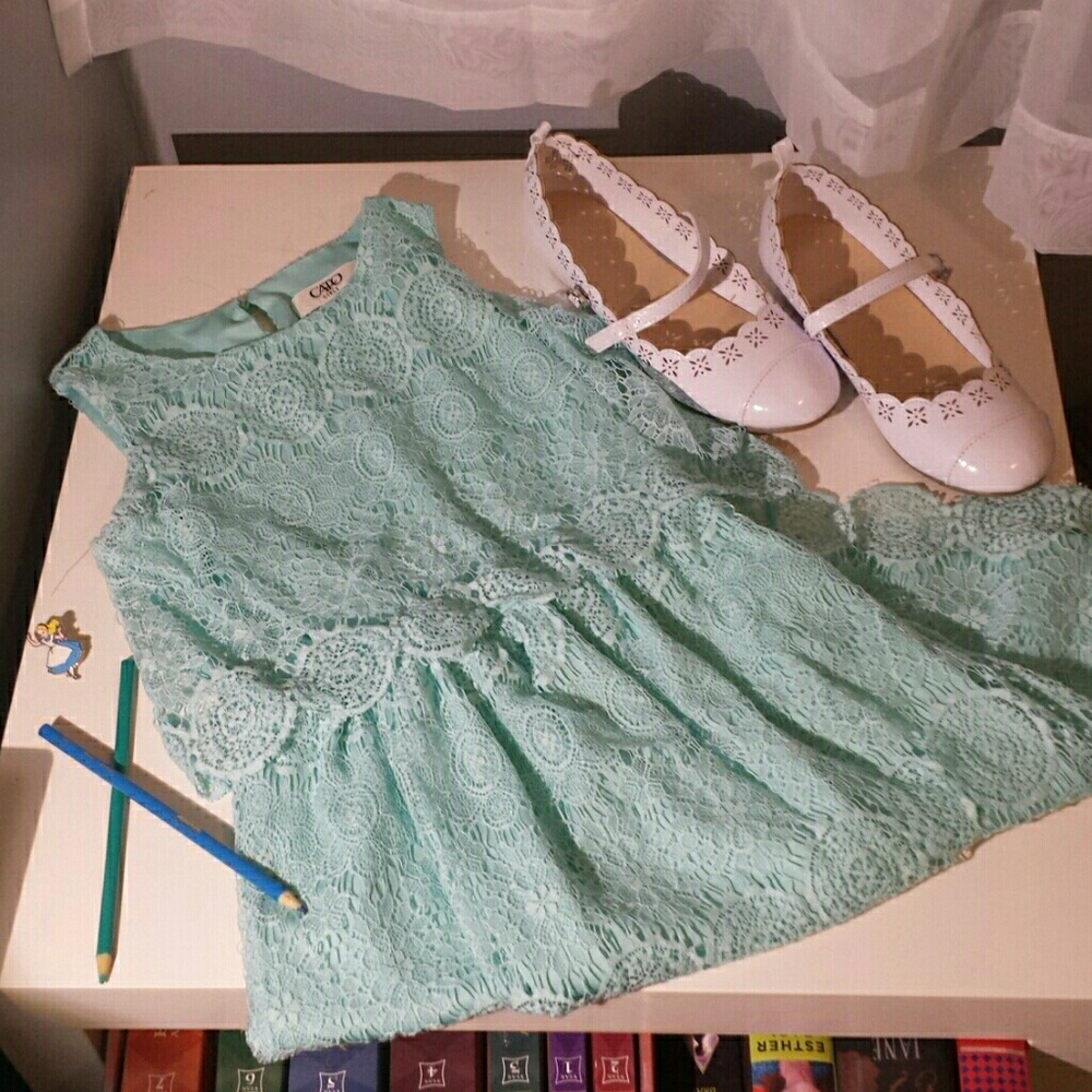 💜Blue tiered lace dress