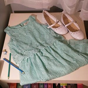 💜Blue tiered lace dress