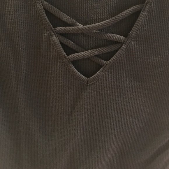 Ambiance Black X-Cross V Neck Top - Picture 6 of 10