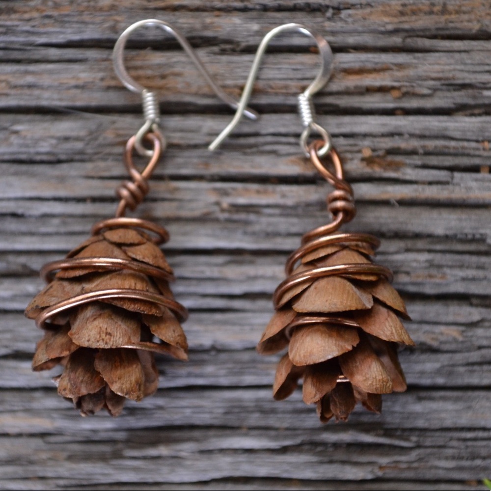 One of a Kind Pinecone Earrings - Picture 7 of 7