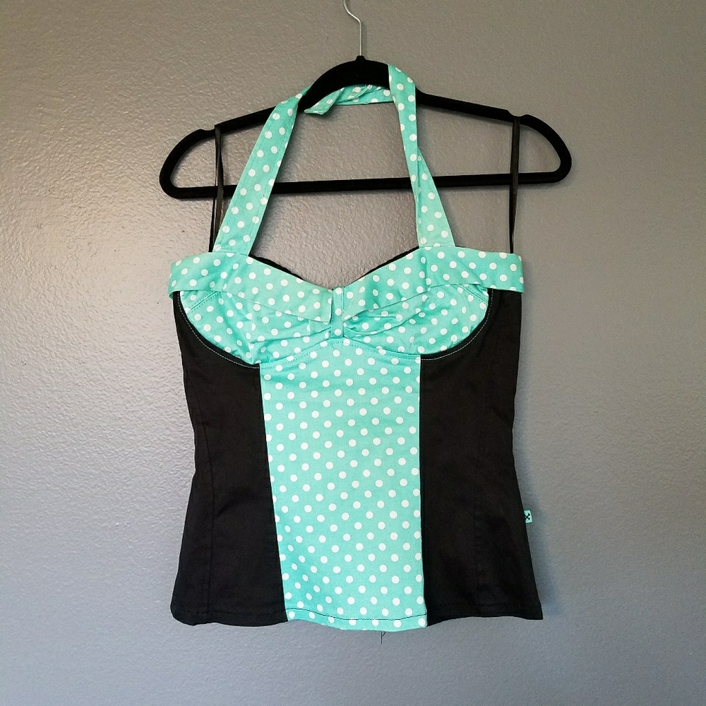 Retro Polka Dot Halter Top