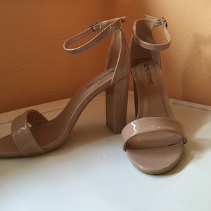 Prettylittlething nude heel sandals size 8