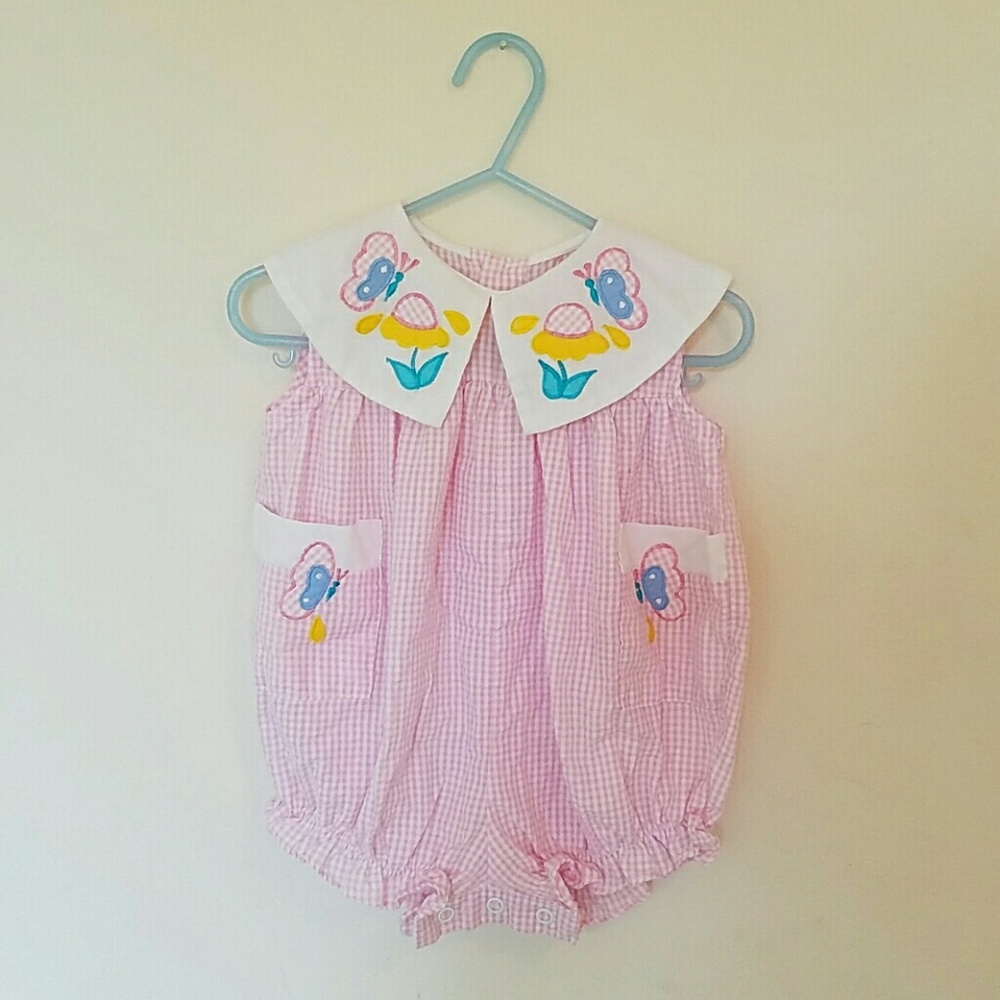 Vintage Checkered Butterfly Romper