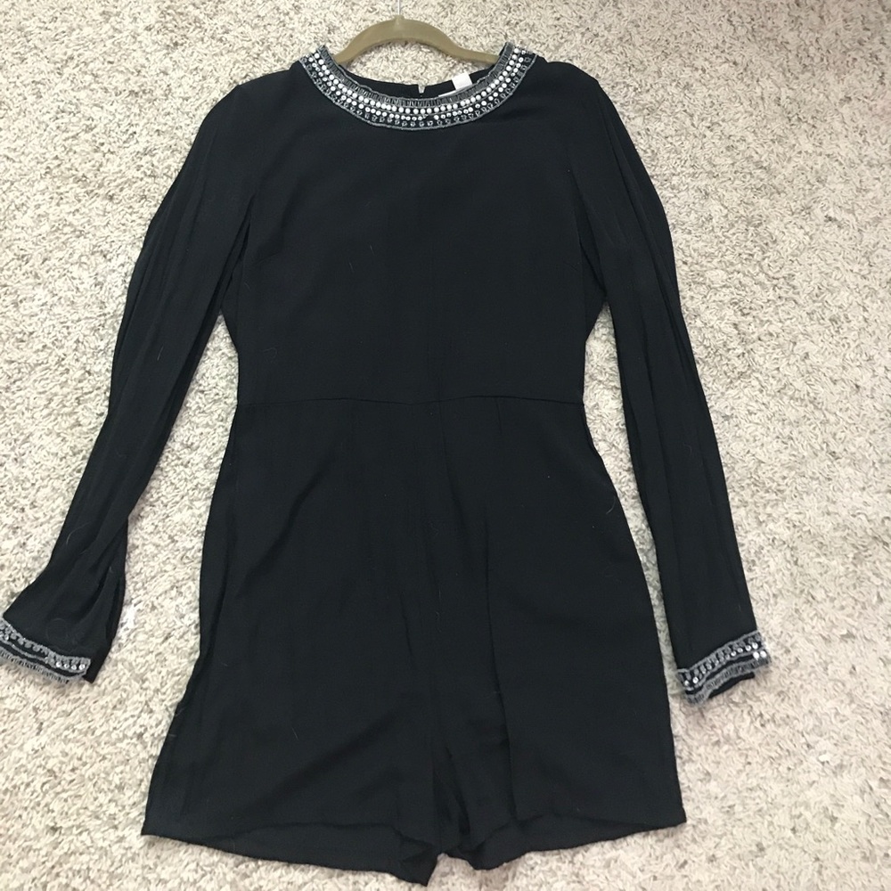 Beaded open back Black romper