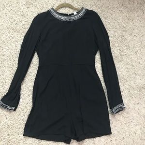Beaded open back Black romper