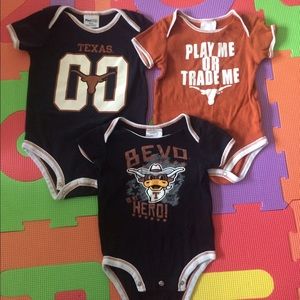 Set of 3 University of Texas Longhorns body suits