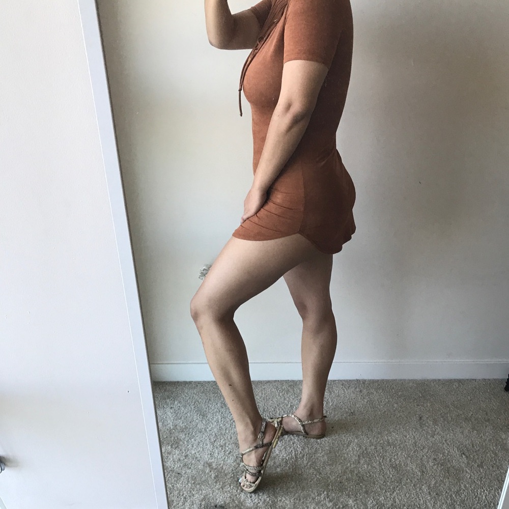 Suede tie up t shirt Dress