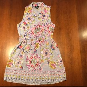 Periwinkle dress with multicolor pattern
