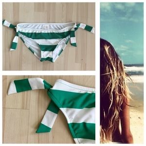 Mossimo Green/White Striped Bikini Bottoms (S)