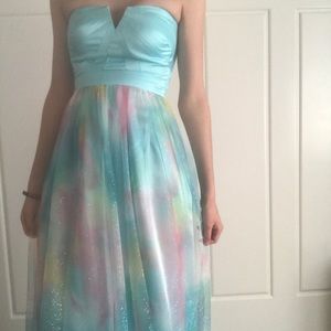 A blue formal dress