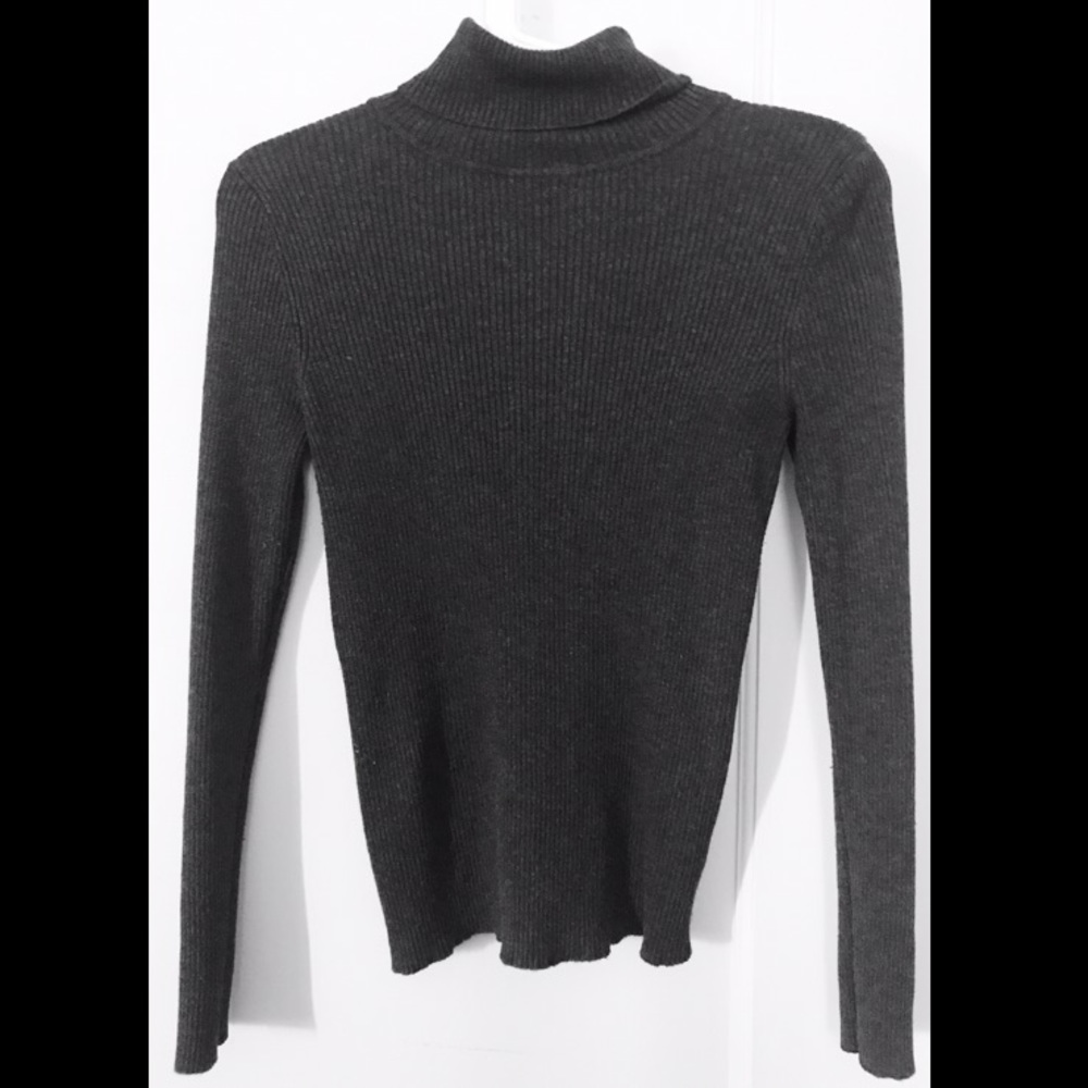 Dark Gray Ribbed Turtleneck