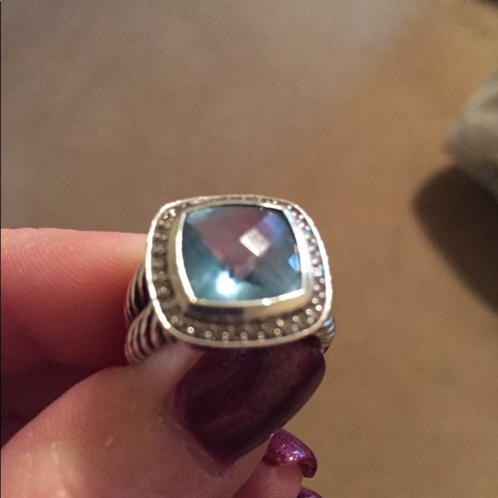 David Yurman Albion Ring with Blue Topaz/Diamonds