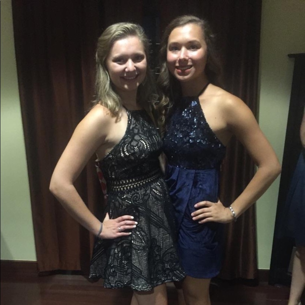 Navy Blue Sequin Dress