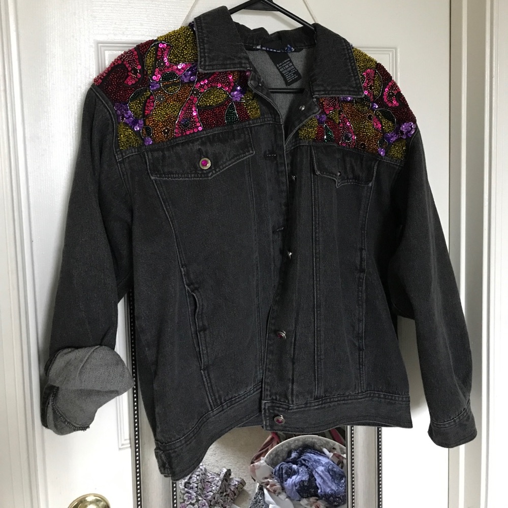 Vintage beaded jean jacket