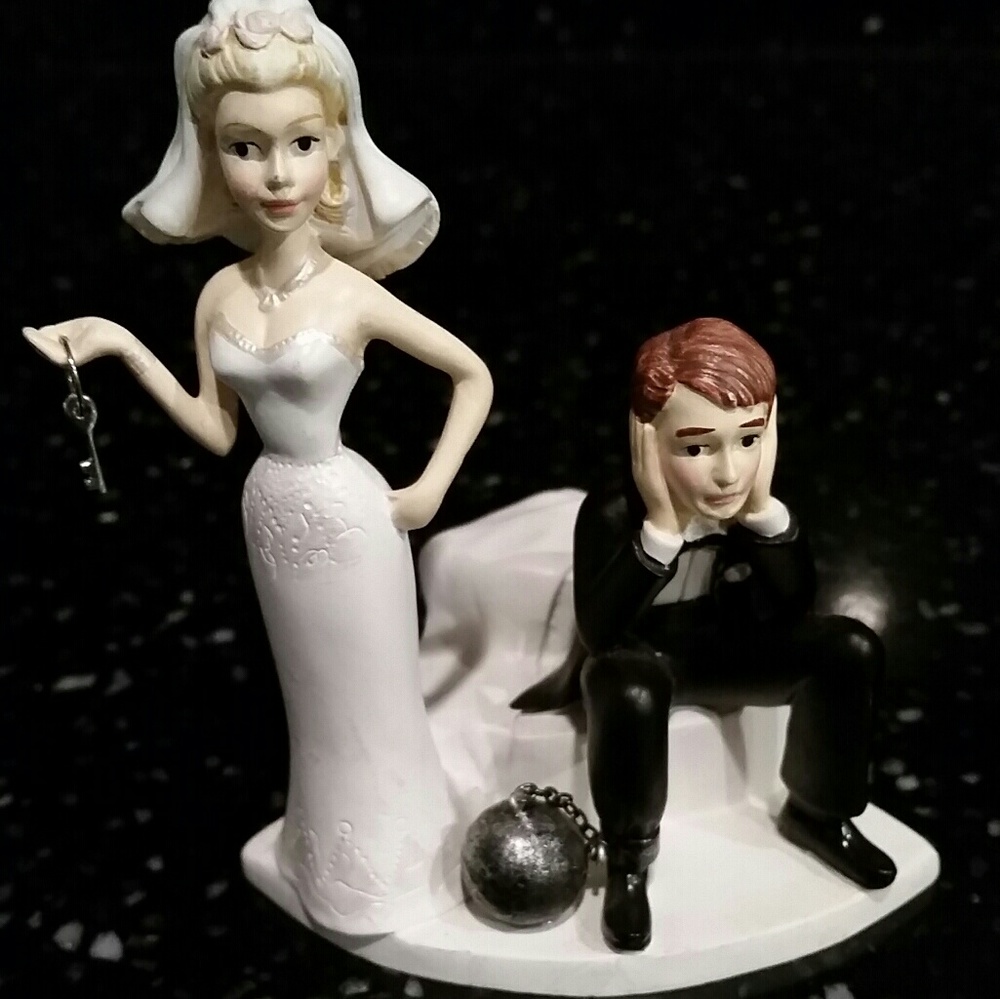 Wedding cake topper. Ball and chain😁
