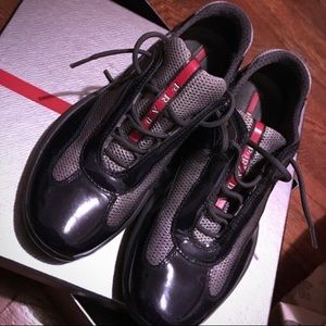 Prada Punta Ala Patent-Leather Sneakers
