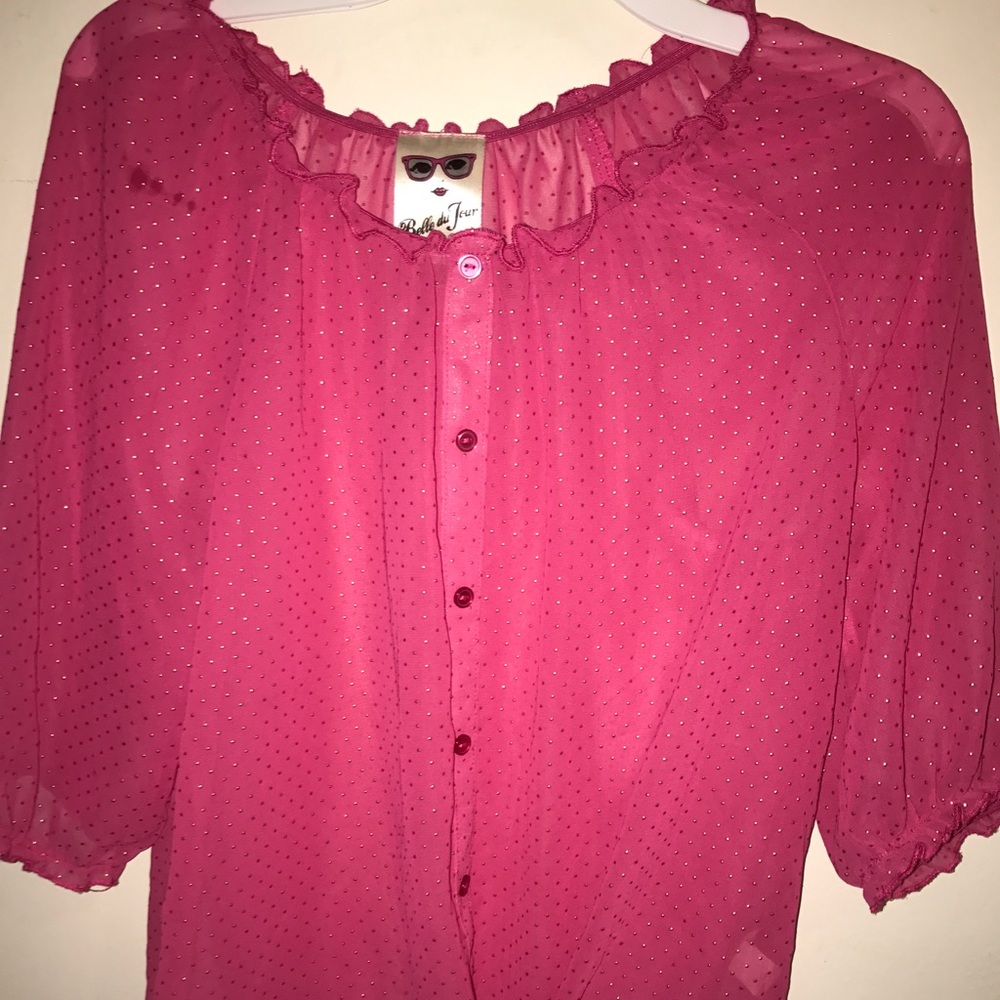 Pink blouse with gold dots