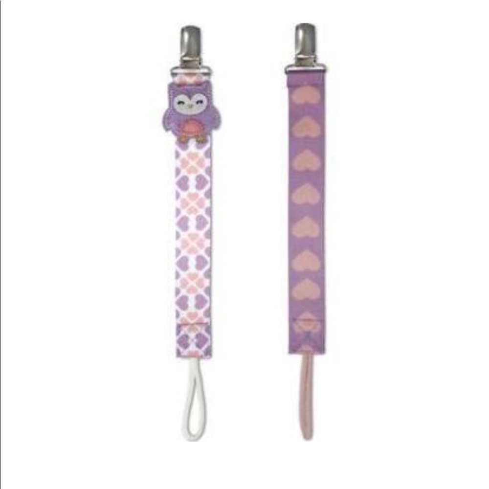 No-Throw 2-Pack Pacifier Tether Set In Purple 🦉