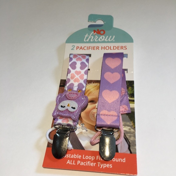 No-Throw 2-Pack Pacifier Tether Set In Purple 🦉 - Picture 2 of 3