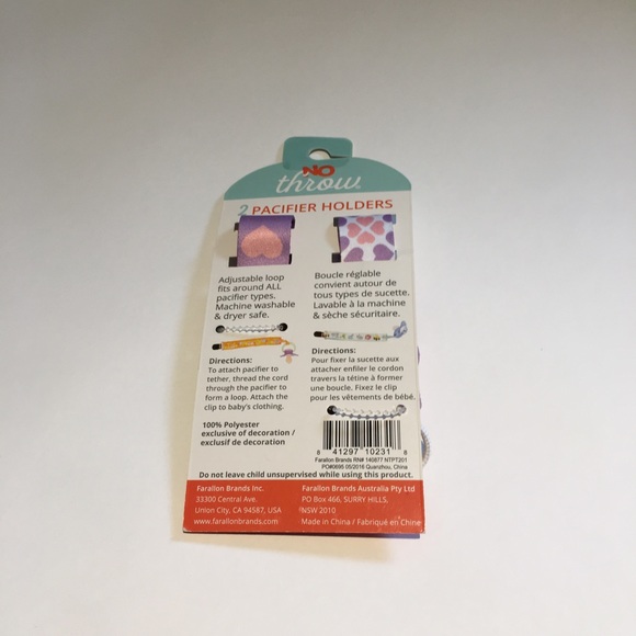 No-Throw 2-Pack Pacifier Tether Set In Purple 🦉 - Picture 3 of 3