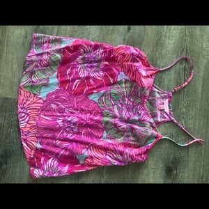 Lilly Pulitzer xs pink floral silk top.