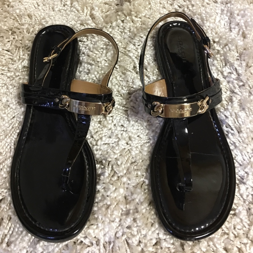 BLACK COACH SANDALS
