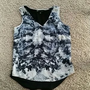 Blue and white tank top blouse