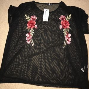Mesh embroidered top