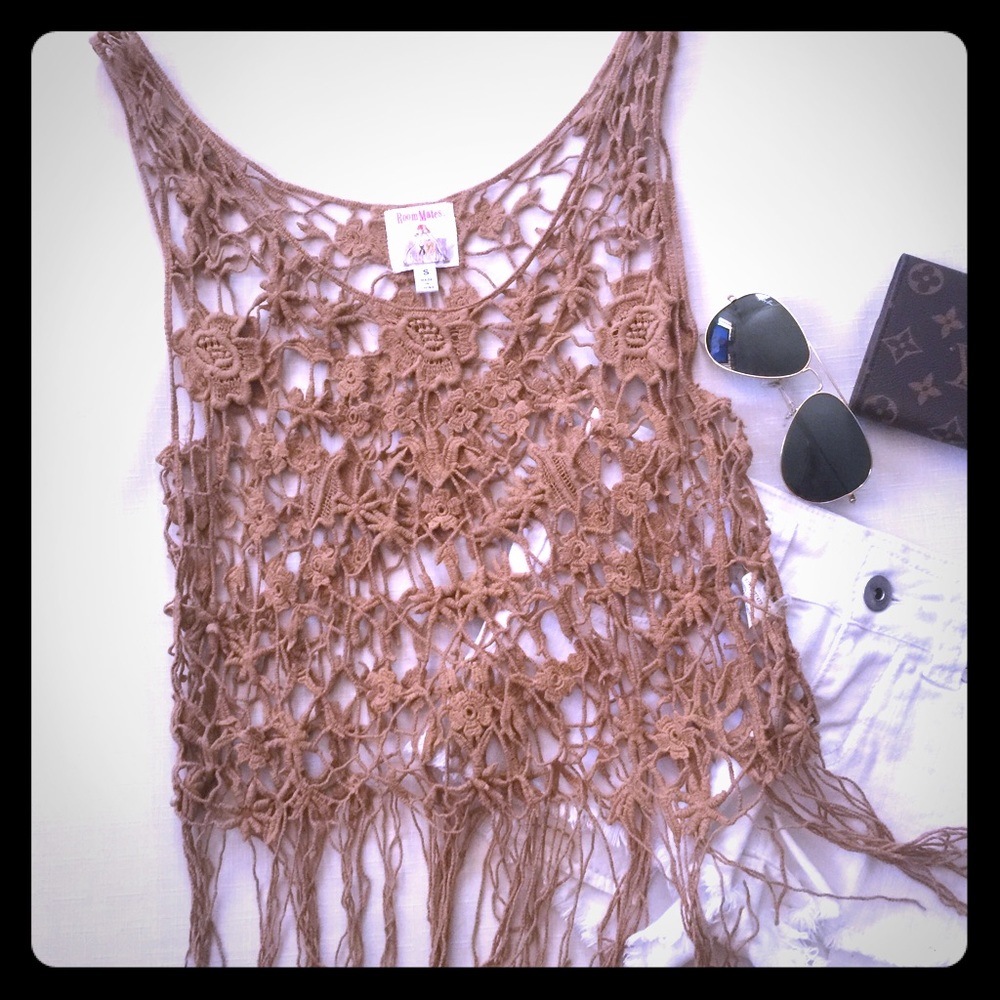 Crochet fringe tank top