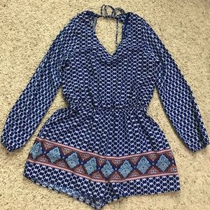 Printed Blue Romper