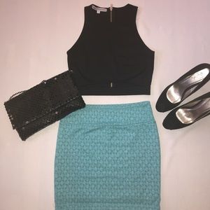 Teal blue mini skirt