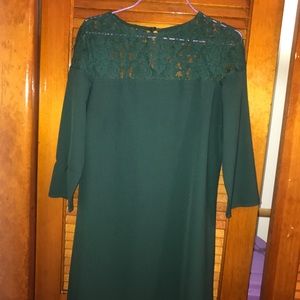 Green sleeved lace top dress