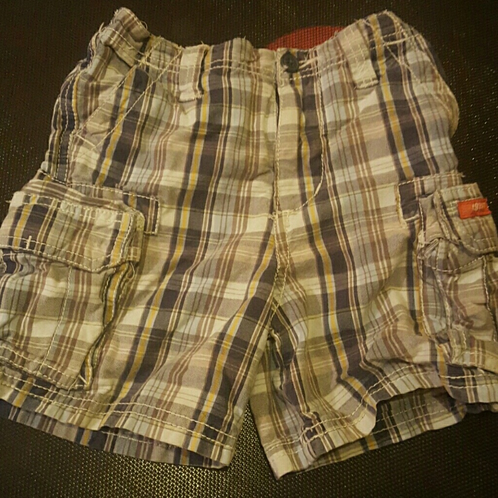 boys childrens place plaid cargo shorts
