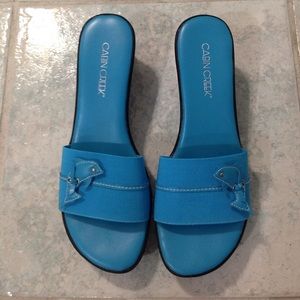 Slip on turquoise sandals