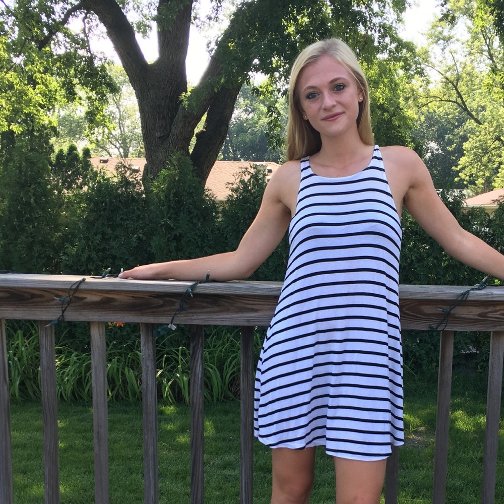 Black and White Striped T-shirt Dress