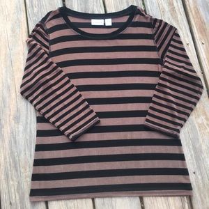 Chicos sz2 brown and black striped top