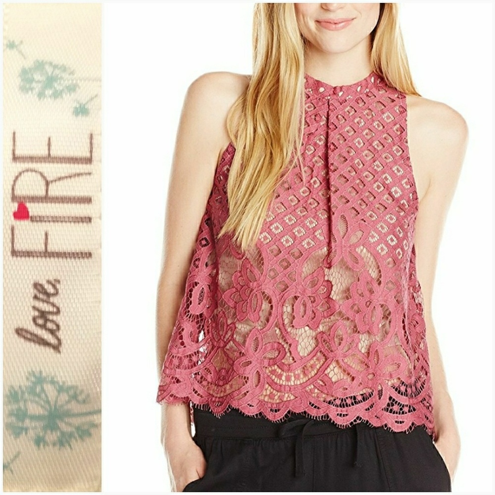 New LOVE FiRE Juniors Lace High-Low Top XL