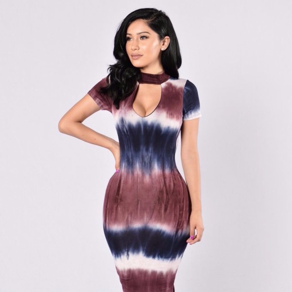Burgundy Tie Dye Dress