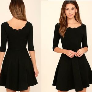 LULUS EXCLUSIVE TIP THE SCALLOPS BLACK DRESS