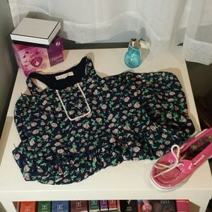 Navy/Pink floral tiered dress