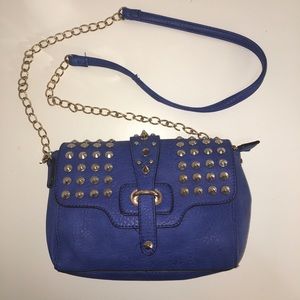 Royal Blue and Gold Spiked Crossbody Purse