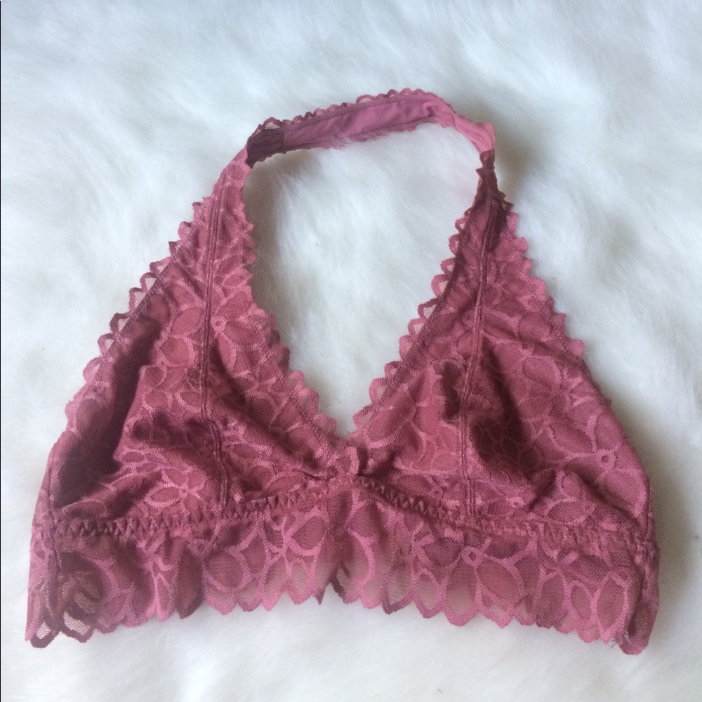 PINK halter lace bralette